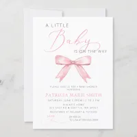 Little Coquette Is On The Way Pink Bow Baby Shower Invitation