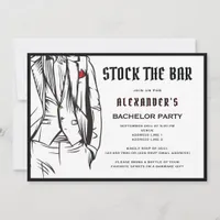 Stock the Bar Modern Black Tuxedo Bachelor Party Invitation