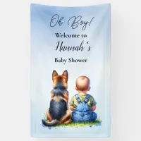 Baby Boy and His German Shepherd Puppy Baby Shower Banner