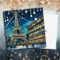 Eiffel Tower in Paris, France at Christmas time Card