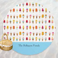 Ice Creams Lollies Fun Colorful Seaside Round Beach Towel