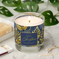 Blue Gold Christmas Pattern#29 ID1009 Scented Candle