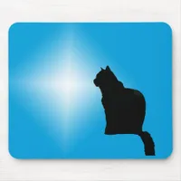 Mouse Pad - Black Cat Silhouette and Star