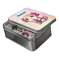 Cute Kawaii Axolotl with Bubble Tea Personalized  Jigsaw Puzzle