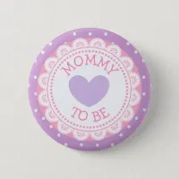 Purple and Pink Polka Dot Mom to Be Button