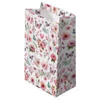 Elegant Pink Floral Woman's Small Gift Bag