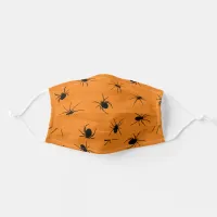 Halloween Spider Pattern Black Orange Adult Cloth Face Mask