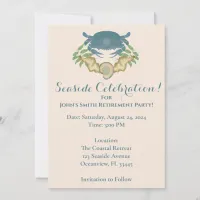 Watercolor Blue Crab Retirement Save the Date Invitation