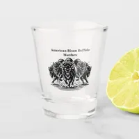 Bison Herd Charging Through the Water in Nature Shot Glass