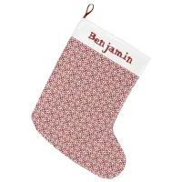 Ho Ho Ho Geometric Pattern Red And White Name Large Christmas Stocking