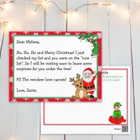 Letter from Santa, Nice List, for Kids Postcard