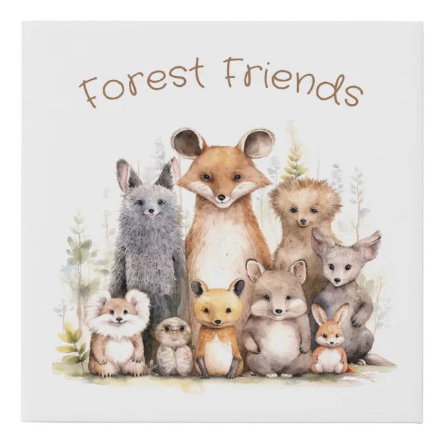 Forest Friends | Cute Animals | Nursery & Kids Faux Canvas Print