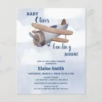 Budget Landing Soon Blue Boy Airplane Baby Shower