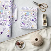 Retro Geometric Abstract Pat#4 Purple Blue ID1067 Wrapping Paper