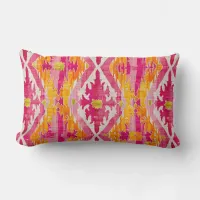 Moroccan Ikat Orange and Pink Lumbar Throw Pillow