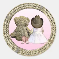 Lil' Cowgirl | Pink Baby Shower Classic Round Sticker