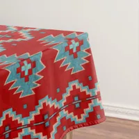 Southwest Mesas Red & Turquoise Geometric Pattern Tablecloth