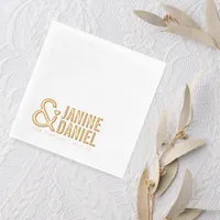 Bold Names & Heart Accent Wedding ID1055 Foil Napkins