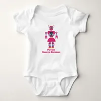 Cute Pink Girly Robot for Future Engineer Baby Bodysuit