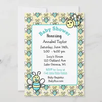 Whimsical Honey Bee Boy's  Baby Shower Invitation