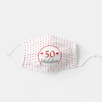 50 & Fabulous Birthday Photo 50th Party White Red Adult Cloth Face Mask