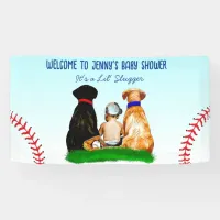 Boy's Baseball and Dogs Themed Baby Shower Banner