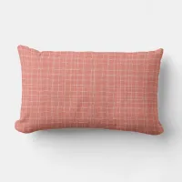 Simple Coral Plaid Lumbar Throw Pillow