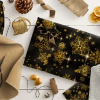 Prettiest Snowflakes Pattern Gold/Black ID846 Wrapping Paper