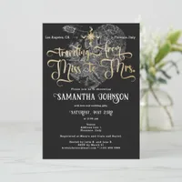 Miss to Mrs Black ♥ Heart Map Travel Bridal Shower Invitation