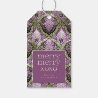 Purple Green Christmas Merry Pattern#31 ID1009 Gift Tags