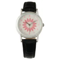 Chic Coral Flower on White Watch