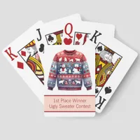 1st Place Winner Ugly Sweater Contest Red Blue Jumbo Poker Cards