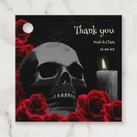 Gothic Black Red Roses Skull Halloween Wedding Favor Tags