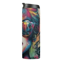 Abstract Woman in Sunglasses Ai Art  Thermal Tumbler