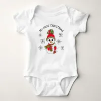 My First Christmas Snowman Snowflakes Baby Tee