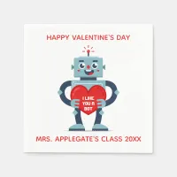 Robot Heart Cute Personalized Valentine Napkins