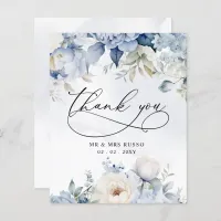 Budget Dusty Blue Floral Wedding Thank You Card