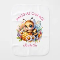 Sweet as Can Be | Honey bee and Flowers Baby Burp Cloth