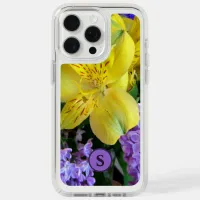 Monogram Floral Lilies & Lilacs Yellow & Purple iPhone 15 Pro Max Case