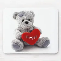 Grey Bear With Heart Mouse Pad