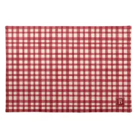 Monogram Classic Red Gingham Christmas Holiday  Cloth Placemat