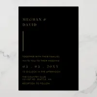 Simple Elegant Modern Black Wedding  Foil Invitation