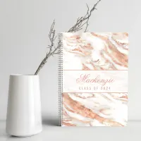 Personalized Chic Copper Marble Rose Gold Metallic Notebook