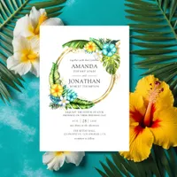 Watercolor Aloha Tropical Summer Beach Wedding Invitation