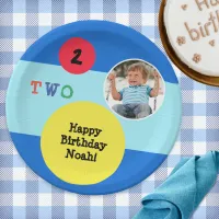 2nd Birthday Party Custom Photo Colorful Bright Paper Plates