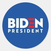 Biden for President White & Red Text Slogan, ZSSG Classic Round Sticker