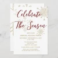 Red and Gold Modern holiday Party Invitation