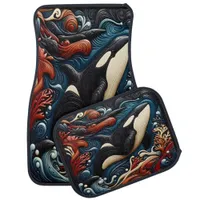 Elegant Whales: Ocean’s Beauty Car Floor Mat