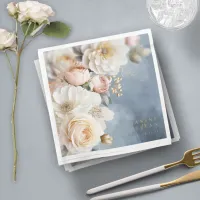 Floral Drama Wedding Table Number Blue ID1022 Paper Dinner Napkins