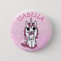 Personalized Pink Unicorn Button